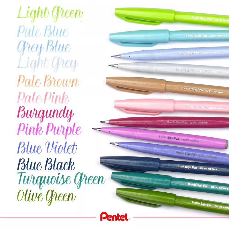 Pentel Pen Sign Pen - 1 قطعة Pentel Fude فرشاة اللمس